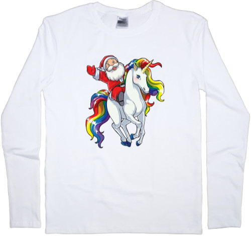 НОВЫЙ ГОД - Men's Longsleeve Shirt - Unicorn Santa - Mfest