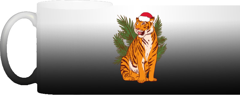 Тигр в шапке новогодей