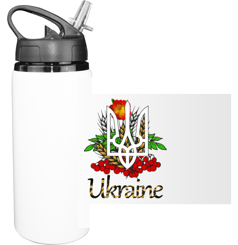 Я УКРАЇНЕЦЬ - Пляшка для води - Герб украины с калиной - Mfest