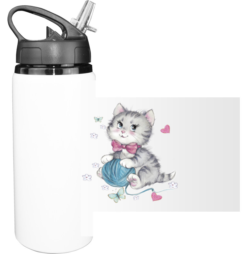 Котики - Пляшка для води - Котик с клубком - Mfest