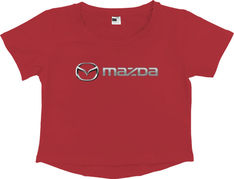 Mazda - Women's Cropped Premium T-Shirt - Mazda Logo 3 - Mfest