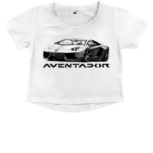 Lamborghini - Kids' Premium Cropped T-Shirt - Lamborghini Aventador - Mfest