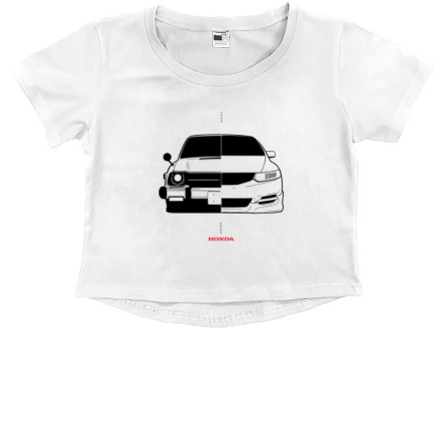Honda - Kids' Premium Cropped T-Shirt - Honda Civic Logo - 3 - Mfest