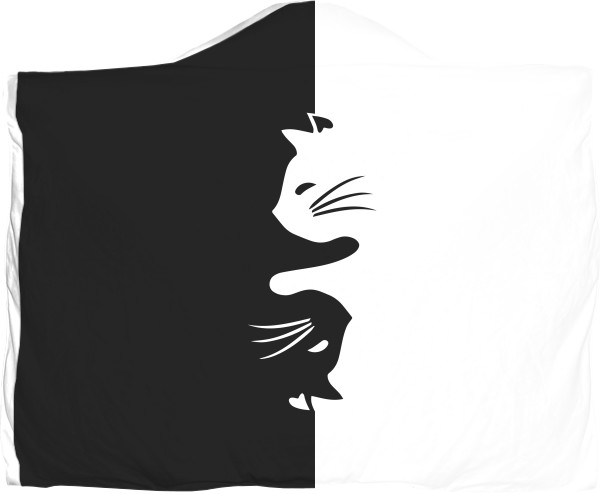 Коты и Кошки - Плед с капюшоном 3D - ІНЬ ЯНЬ (КОТИ) - Mfest