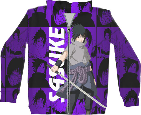 Наруто - Unisex Zip-through Hoodie 3D - SASUKE - Mfest