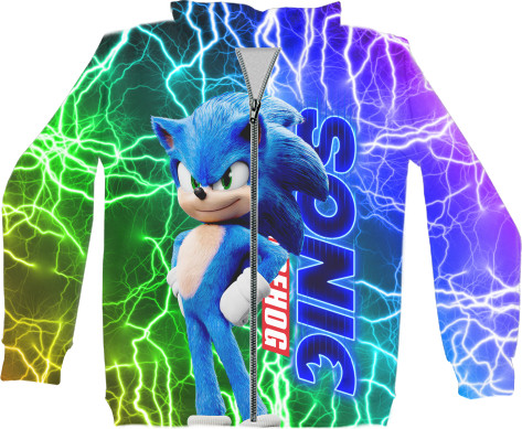 Sonic - Unisex Zip-through Hoodie 3D - SONIC (lightning 2) - Mfest