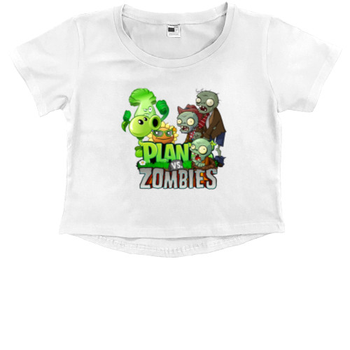 Plants vs Zombies / Рослини проти Зомбі - Kids' Premium Cropped T-Shirt - Plants vs Zombies 5 - Mfest