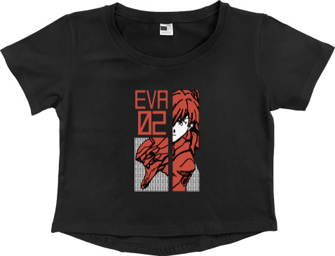 Evangelion / Евангелион - Women's Cropped Premium T-Shirt - EVA 02 - Mfest