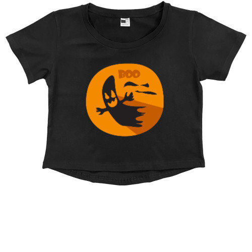 Halloween - Kids' Premium Cropped T-Shirt - Веселое приведение - Mfest