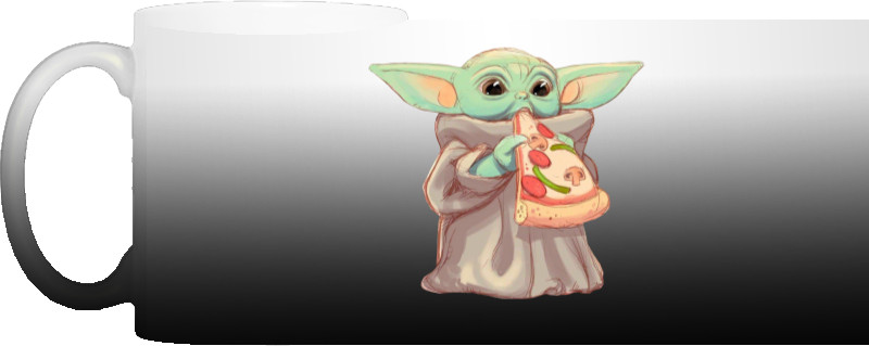 Baby Yoda eats pizza