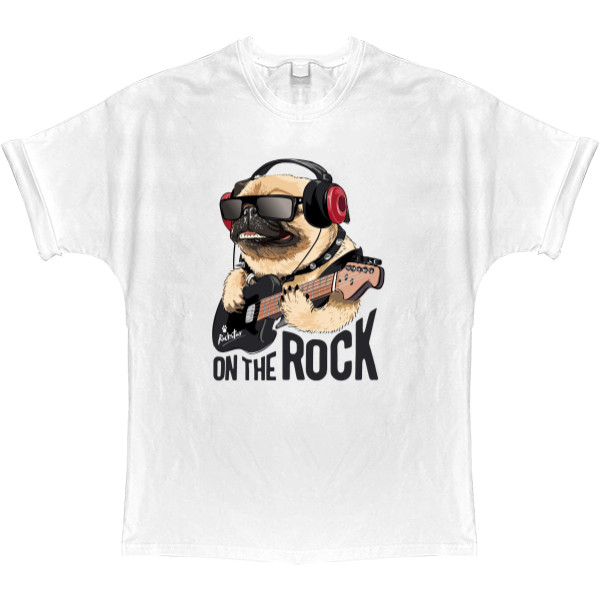 pug on the rock