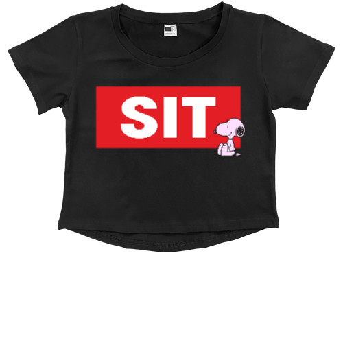 Snoopy / Снуппи - Kids' Premium Cropped T-Shirt - SIT (snoopy) - Mfest