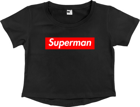 Supreme - Women's Cropped Premium T-Shirt - Supreme (Superman) - Mfest