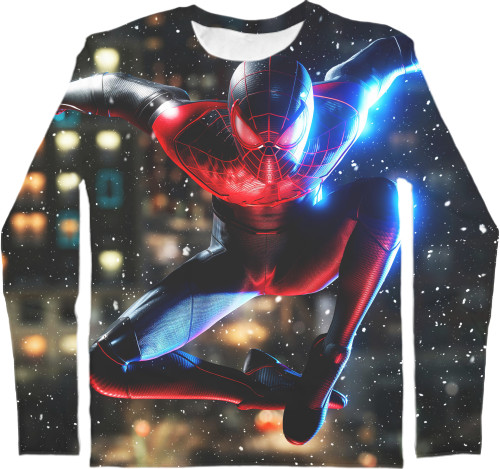 Spider Man - Men's Longsleeve Shirt 3D - Человек Паук Ночной Город - Mfest