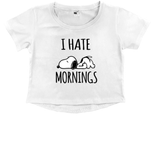 Snoopy / Снуппи - Kids' Premium Cropped T-Shirt - Hate Morning - Mfest