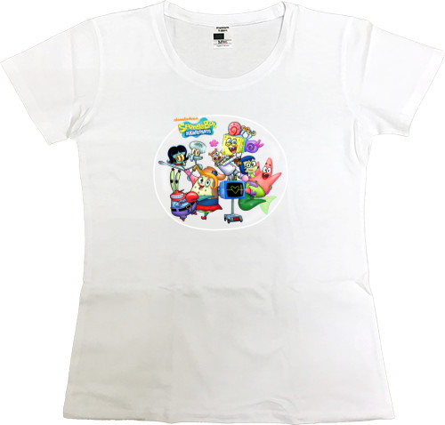 Губка Боб - Women's Premium T-Shirt - Сэнди Чикс, Патрик Стар, Планктон и Карен Сквидвард - Mfest
