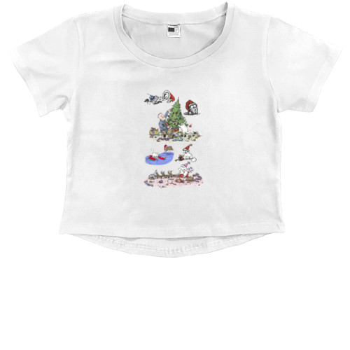 Simons - Kids' Premium Cropped T-Shirt - Кот Саймон Новый год - Mfest