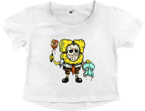 Хоррор - Women's Cropped Premium T-Shirt - Губка Боб Хоррор - Mfest