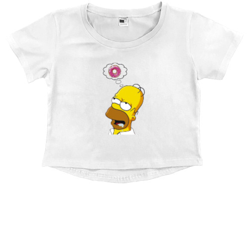 Simpson - Kids' Premium Cropped T-Shirt - Гомер с пончиком 2 - Mfest
