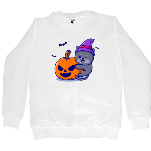 Halloween - Kids' Premium Sweatshirt - Кіт з гарбузом - Mfest