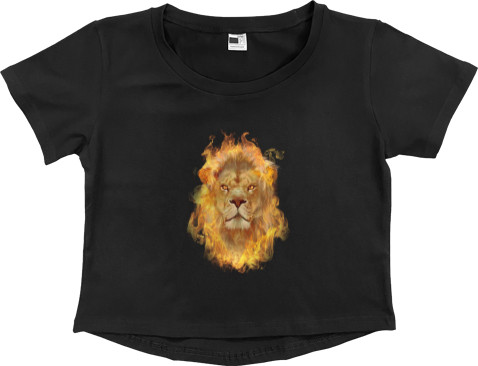 Львы - Women's Cropped Premium T-Shirt - Огненный лев - Mfest
