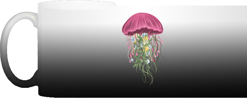 Морские животные - Чашка Хамелеон - Медуза и цветы - Mfest