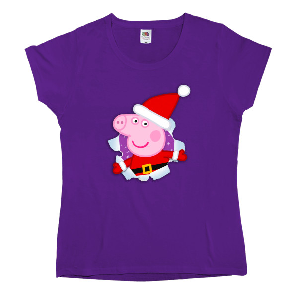 НОВЫЙ ГОД - Women's T-shirt Fruit of the loom - Santa pig Peppa - Mfest