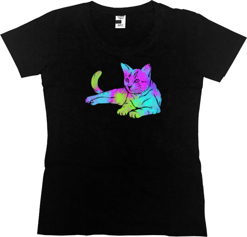 Коты и Кошки - Women's Premium T-Shirt - Акварельный кот - Mfest