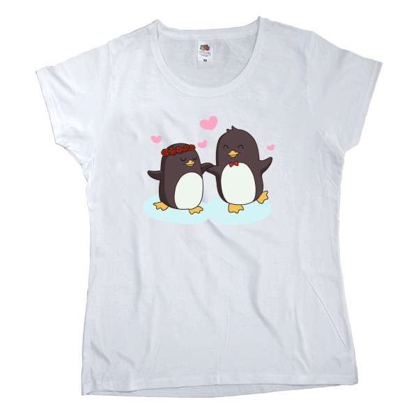 Влюбленная пара забавных пингвинов сердечко