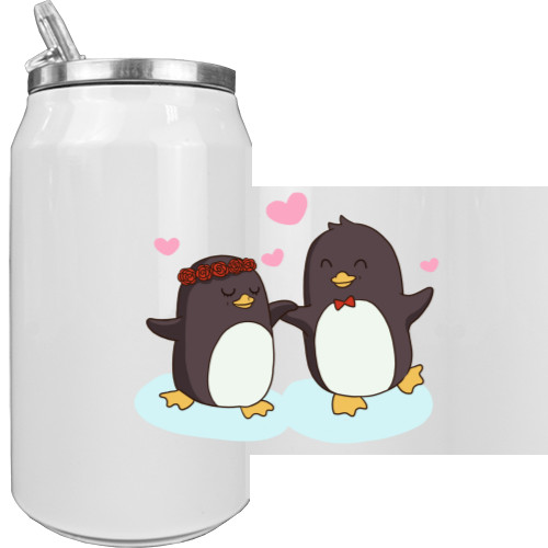 Закохана пара смішних пінгвінів серце