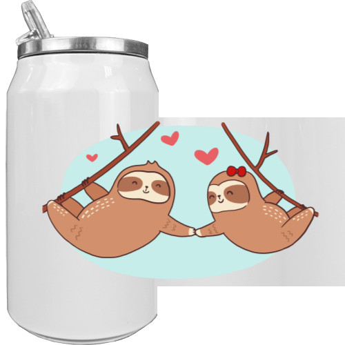 Влюбленная пара забавных ленивцев сердечко