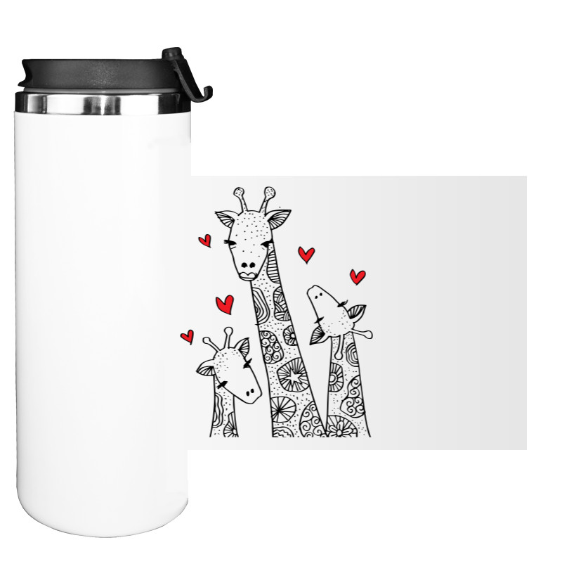 День святого Валентина - Water Bottle on Tumbler - Favorite family of giraffes with hearts - Mfest