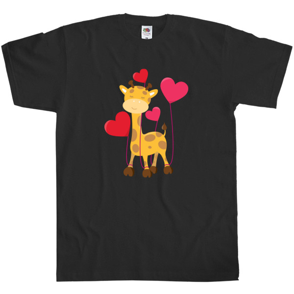Влюбленный милый маленький жираф с сердечками