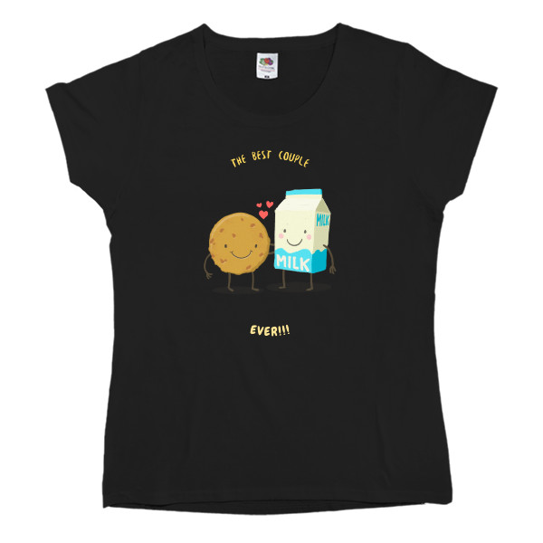 Парные - Women's T-shirt Fruit of the loom - Лучшая пара, молоко и печенько - Mfest
