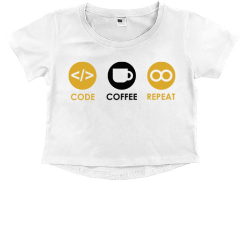 Программист - Kids' Premium Cropped T-Shirt - Code Coffee Repeat - Mfest