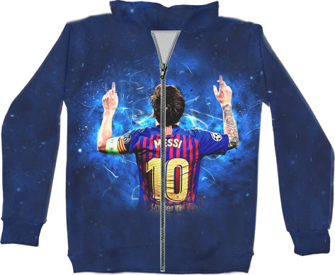 Футбол - Kids' Zip-through Hoodie 3D - Messi Art - Mfest