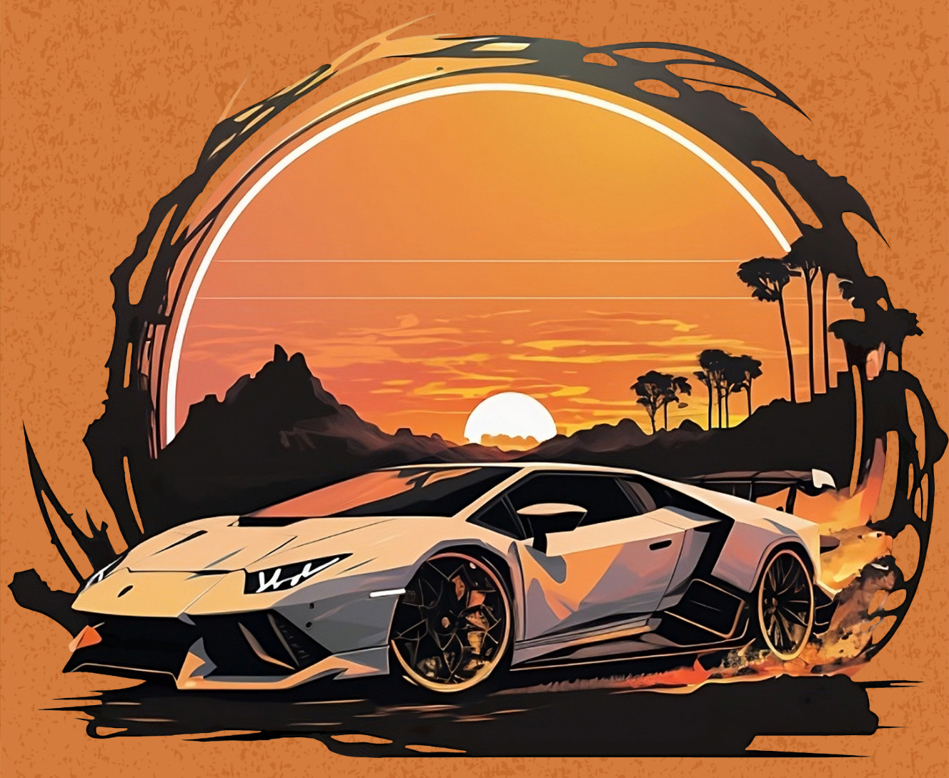 Lamborghini at sunset