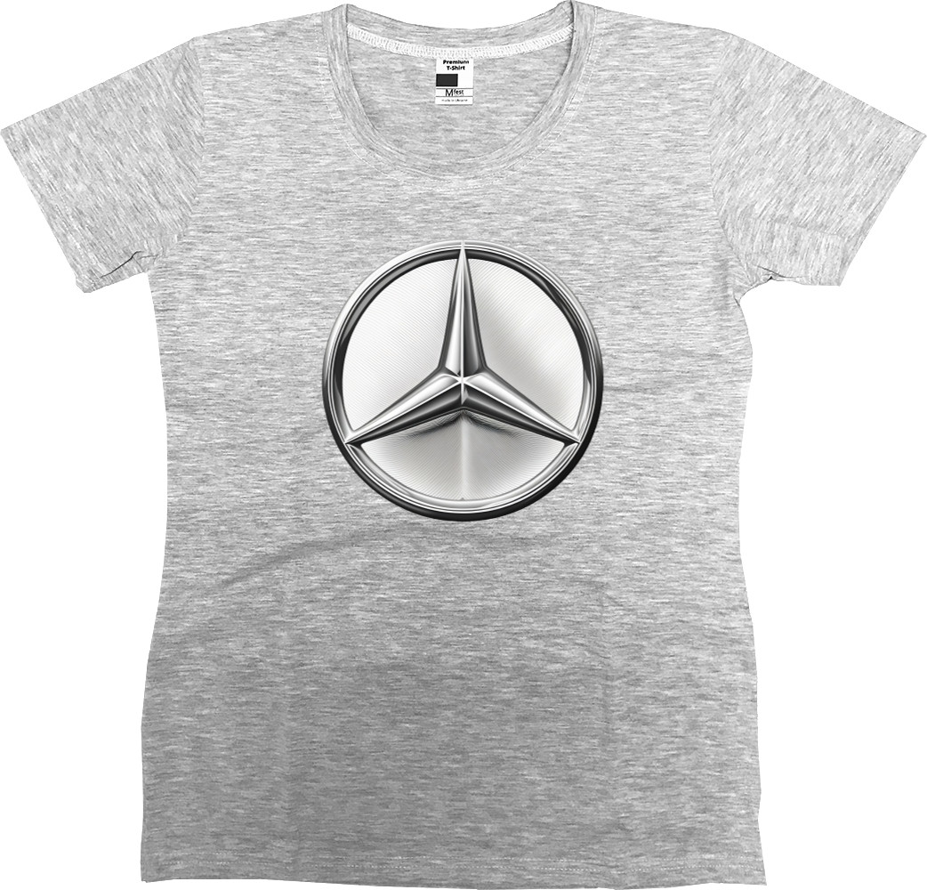Авто - Футболка Преміум Жіноча - Mercedes Benz Лого Металік - Mfest