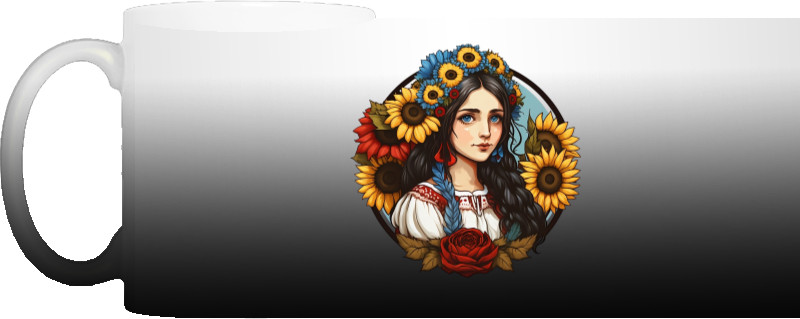 Ukrainian girl with sunflowers