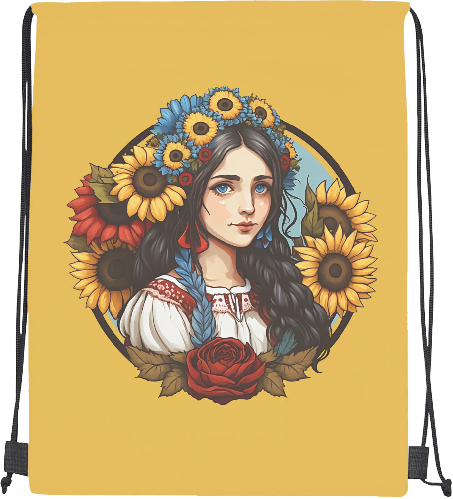 Ukrainian girl with sunflowers