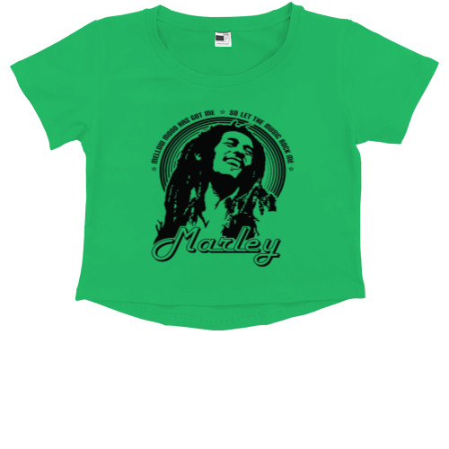 Боб Марли/ Bob Marley - Women's Cropped Premium T-Shirt - Bob Marley - Mfest