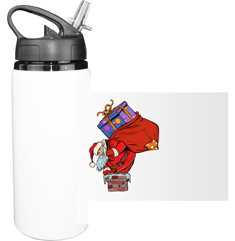 НОВЫЙ ГОД - Sport Water Bottle - Santa in Chimney - Mfest