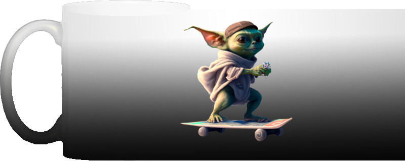 Yoda on a skateboard