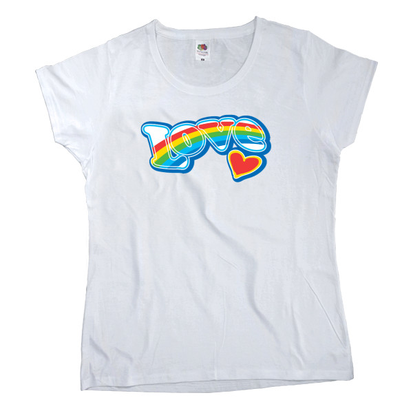 День святого Валентина - Women's T-shirt Fruit of the loom - love rainbow - Mfest