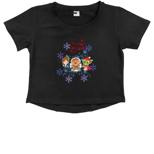 НОВЫЙ ГОД - Kids' Premium Cropped T-Shirt - Зірковий новий рік - Mfest