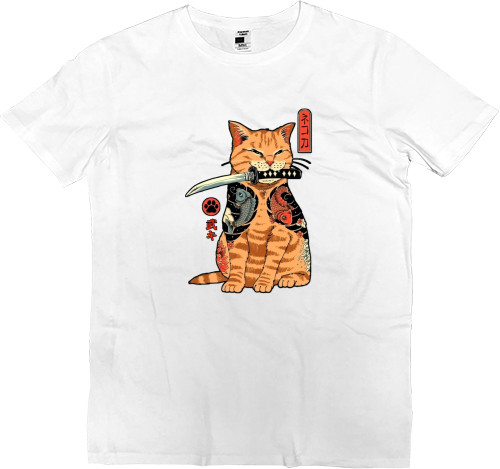 Котики - Футболка Преміум Чоловіча - samurai cat | самурай кіт (2) - Mfest