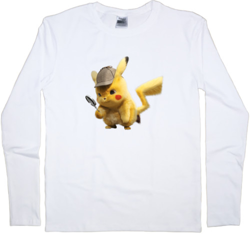 Покемон | Pokémon (ANIME) - Men's Longsleeve Shirt - pikachu with a magnifying glass - Mfest