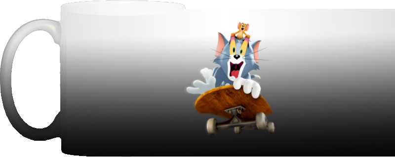 Tom and Jerry on a skateboard