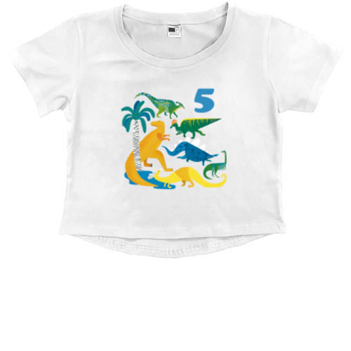 Именинник - Kids' Premium Cropped T-Shirt - Birthday Dinosaurs - Mfest