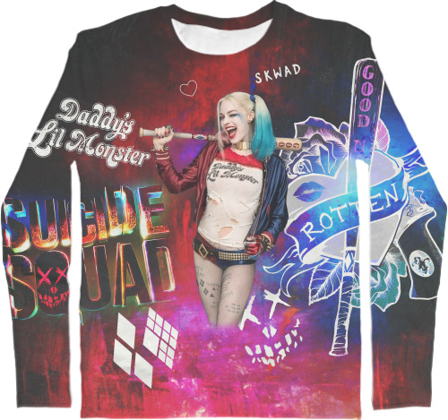 Отряд самоубийц - Men's Longsleeve Shirt 3D - Харли Квинн / Harley Quinn 2 - Mfest